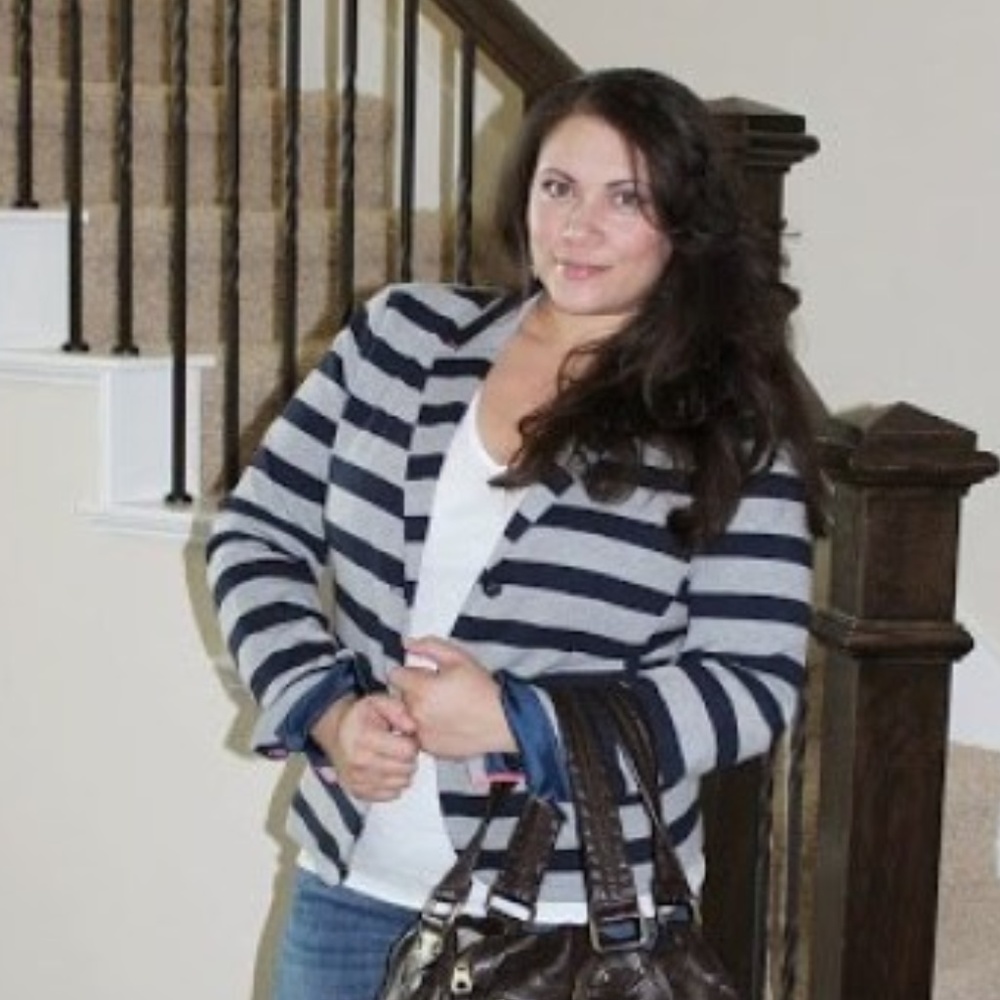 GAP Navy & Grey Knit Striped Academy Blazer {EUC}